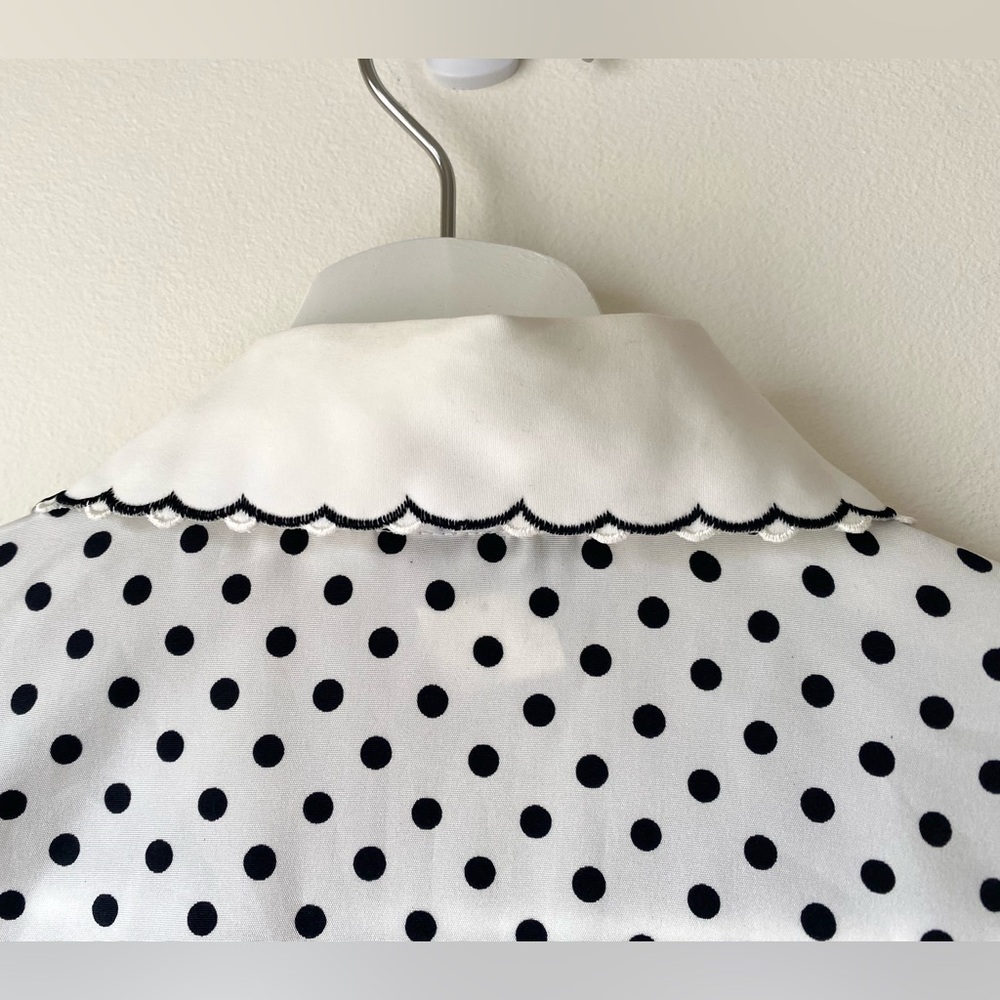 Vintage black and white polka dot print puff shoulder blouse - Picture 15 of 16